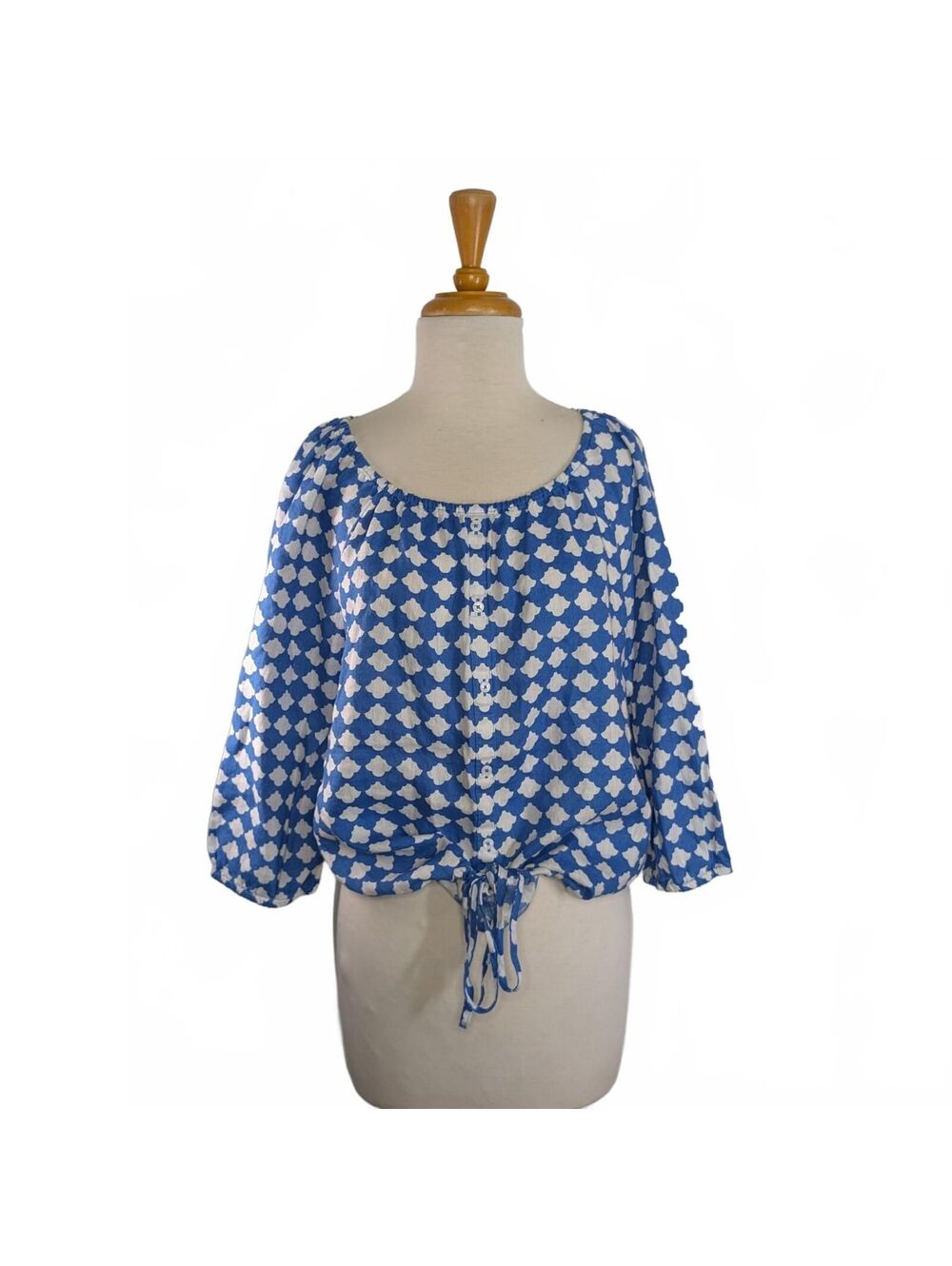 Talbots M Blue Linen Tie Front Top Linen Castlecore Boho Festi Coastal Beach
